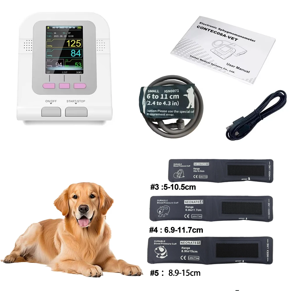 Contec08a Dierenarts Gebruik Elektronische Sfygmomanometer Digitale Bloeddruk Veterinaire Dierenarts Gebruik Monitor Hond Kat Paard Etc