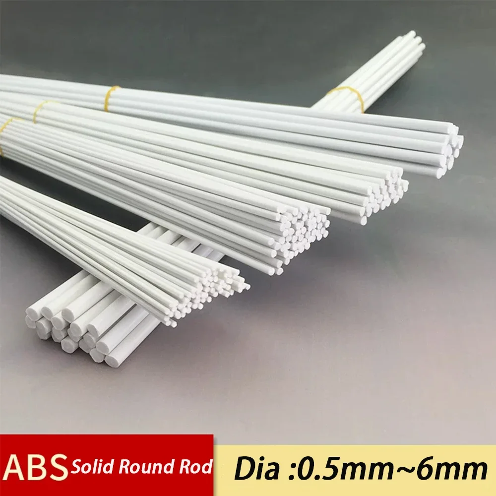 Dia 0.5x500mm~10x500mm Length 250/500mm Solid ABS Round Rod Plastic Tube Pipe DIY Material for Model Part Accessories