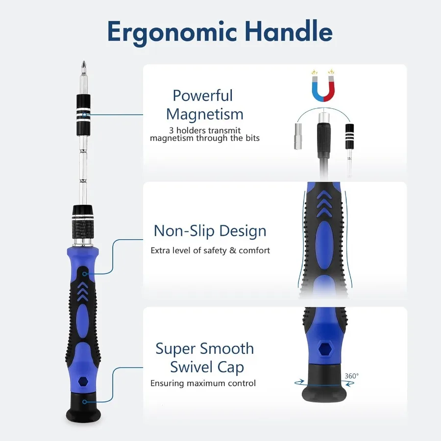 مجموعة مفكات براغي دقيقة 82 في 1 مجموعة أدوات إصلاح الإلكترونيات المغناطيسية مع عمود ible وقضيب تمديد متوافق مع أجهزة الكمبيوتر المحمول