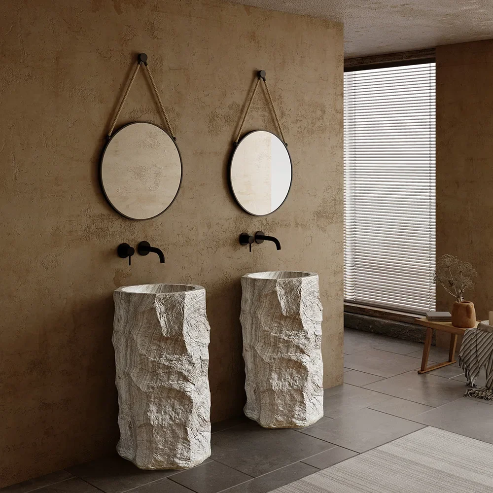 لوحة غسيل الحجر الاصطناعي للرياح من وابي سابي B & B، طاولة غسيل حمام الفندق، مطعم المشاهير على الإنترنت، غسيل الحمام #3