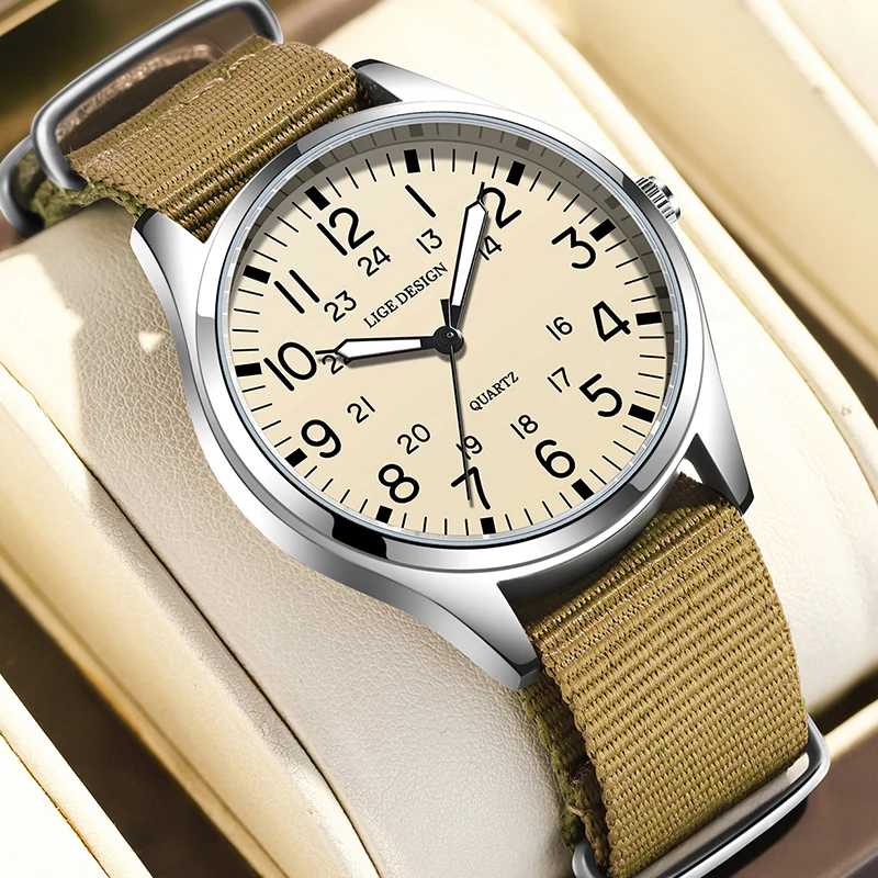 LIGE Роскошные военные спортивные кварцевые наручные часы с датой, мужские модные мужские часы со светящимися стрелками, повседневные нейлоновые часы Reloj Hombre