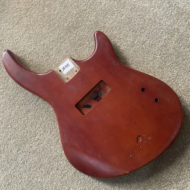 JB935 Custom Sample Order Unfinished Electric Bass Body in Solid Mahogany Wood with Custom Bridges for Replace