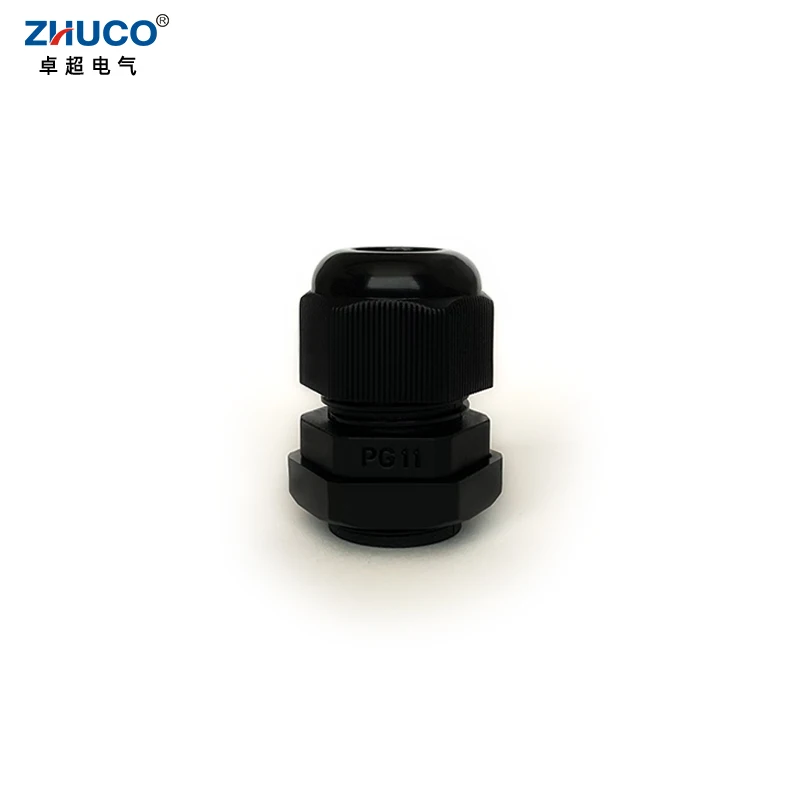 ZHUCO 10Pcs PG11 Black Waterproof Adjustable 5-10mm Cable Range Connector Kit Cable Over Gland Nylon Joints with Rubber Gasket