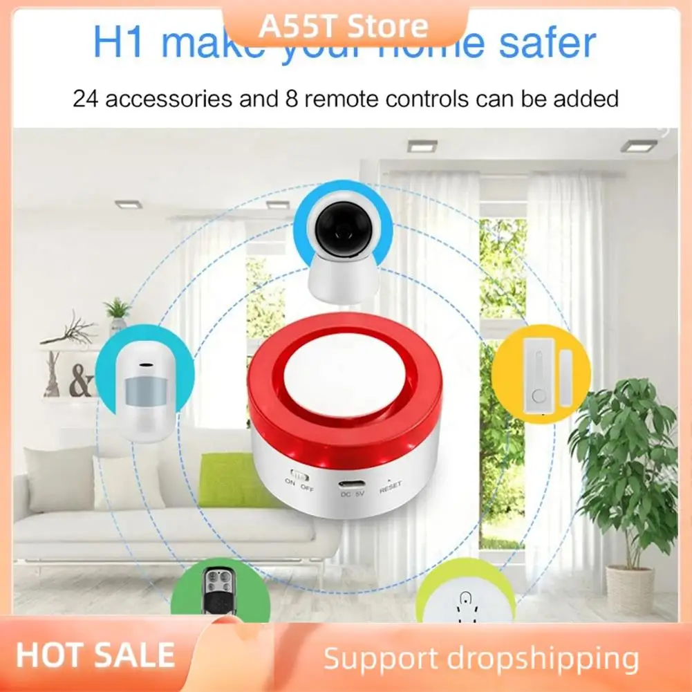 

A55T Tuya Smart Home Security Wifi Burglar Alarm System Kit Motion Door Window Detection Human Body Detection Sensor