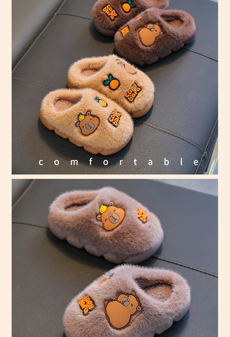 Capybara Winter Kinder-Plattform-Hausschuhe 2026 Modische Warme Plüsch-Eltern-Kind-Hausschuhe Rutschfeste Damen-Baumwollschuhe – Detail 13