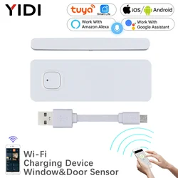 WiFi Smart Door Window Sensor Tuya APP Notification Alerts Home Alarm Security Detector, Compatible with Alexa Google Home