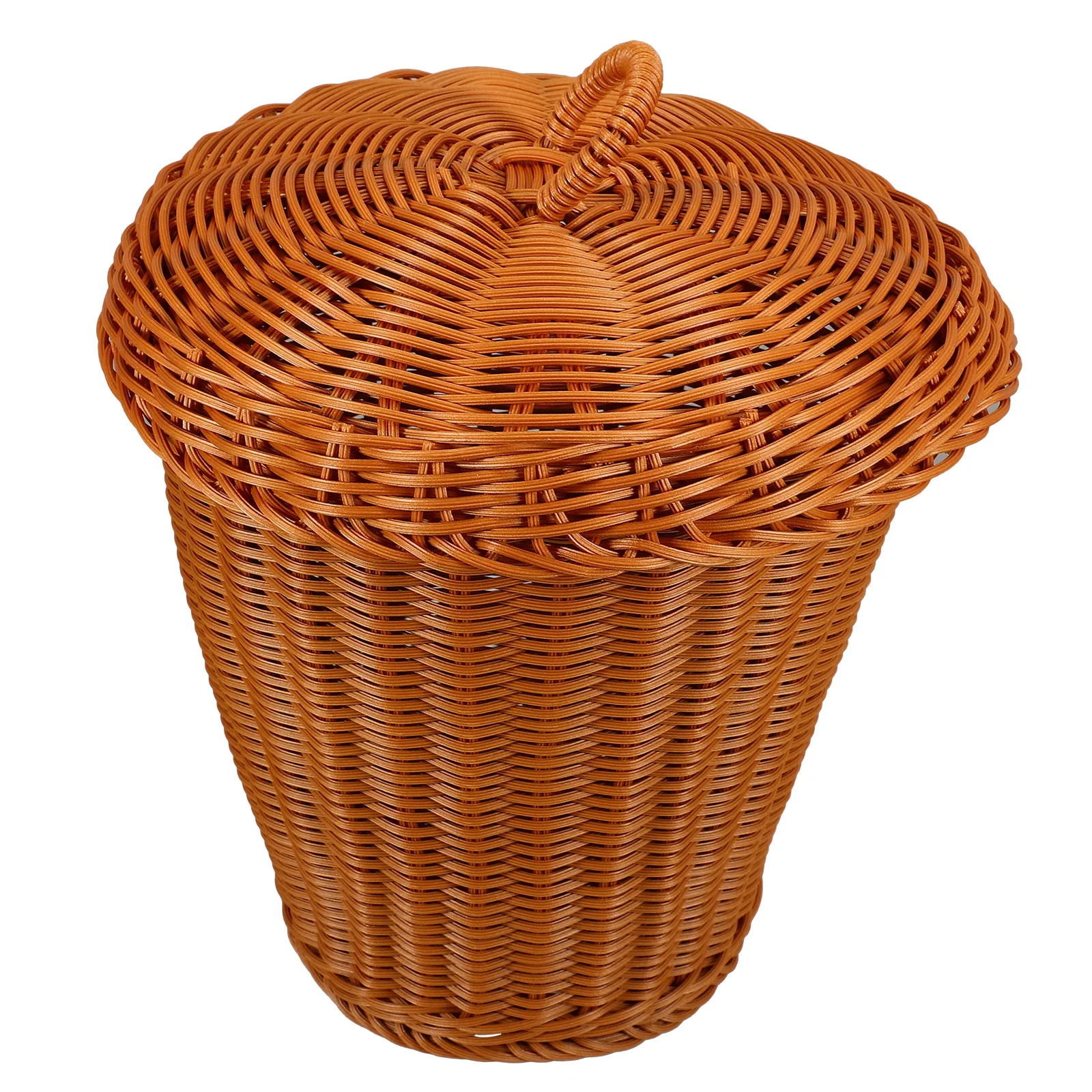 

Woven Trash Can Decorative Basket with Lid Garbage Multipurpose Storage Imitation Rattan Weaving Office Flower Pots