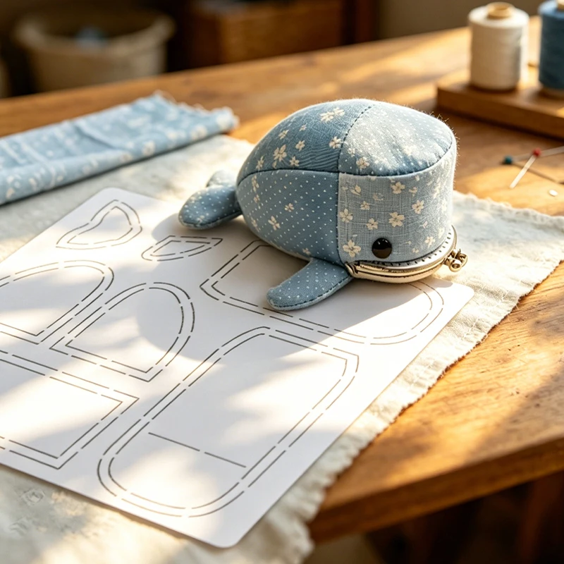 NUBECOM 1-teiliges Wal-Quiltmuster-Set: Quiltmuster, Handquilting-Übungswerkzeuge und Münzbeutel-Ornamente, Nähvorlagen
