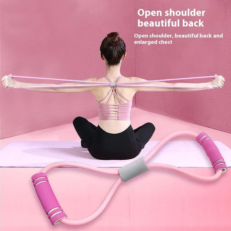 Stretch Yoga Improves Hunchback 8-figure Tension Rope Resistance Band Home Fitness Accessories Resistance Bands  Gym Equipment