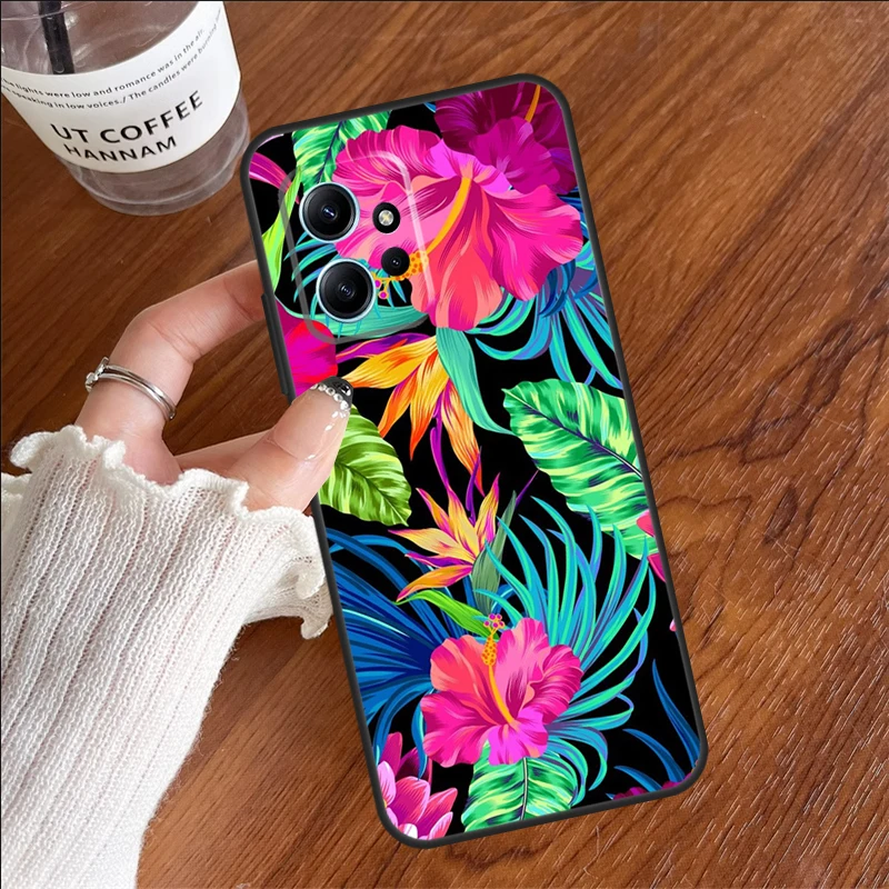 حافظة هجينة على شكل زهور الكركديه لهاتف Xiaomi Redmi 13C 14C 10C 12C Redmi Note 14 12 11 9 10 13 Pro 9S 10S 11S 12S