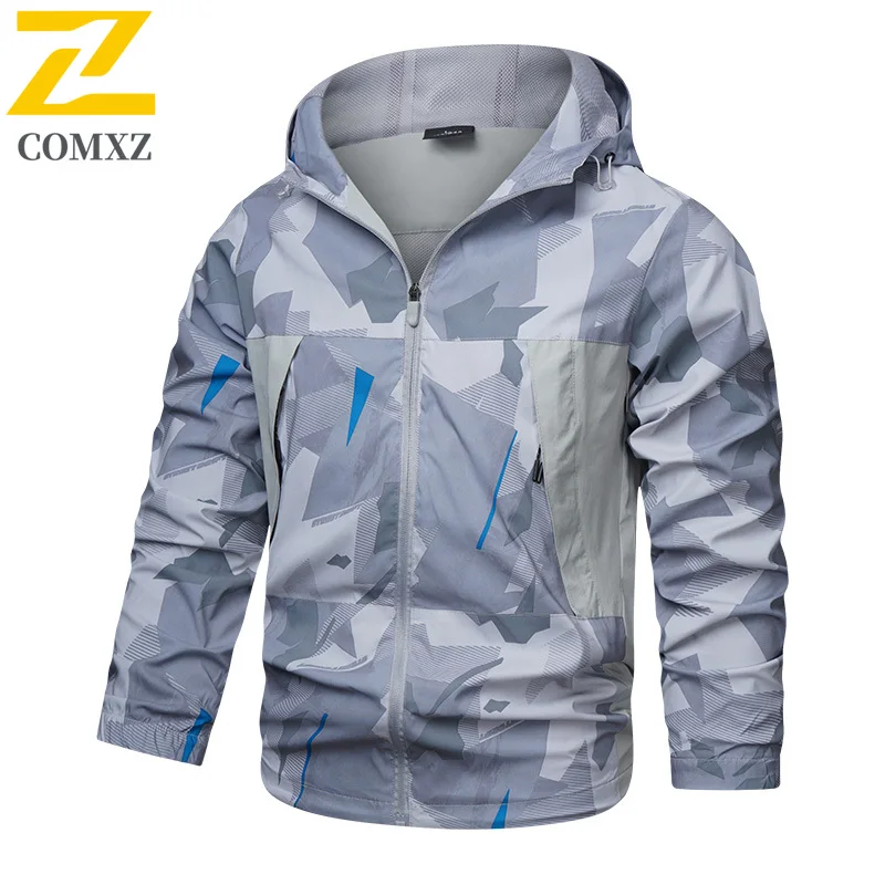 Outdoor Windbreaker Jackets Men's 2025 Autumn Trendy All-match Waterproof Camouflage Jacket Casual Loose plus size Hooded Coat