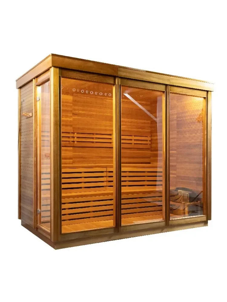 Large wooden sauna red cedar traditional steam outdoor sauna