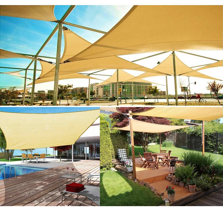 Waterproof 420D Sand Square Rectangle Shade Sail Garden Terrace Canopy Swimming Sun Shade Camping Hiking Yard Awning