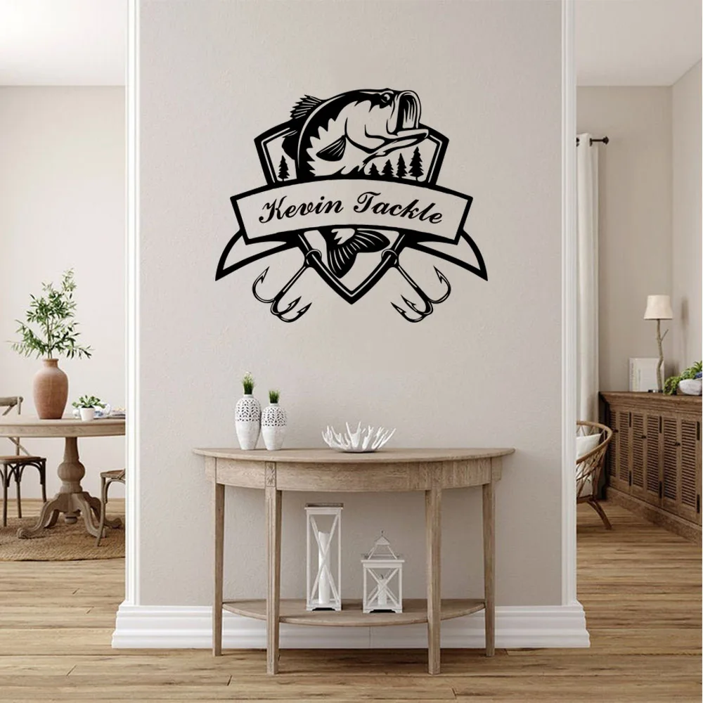 1PC Cool Fishing Customizable Name Removable Art Vinyl Wall Stickers A gift for a friend Wall Art MURAL