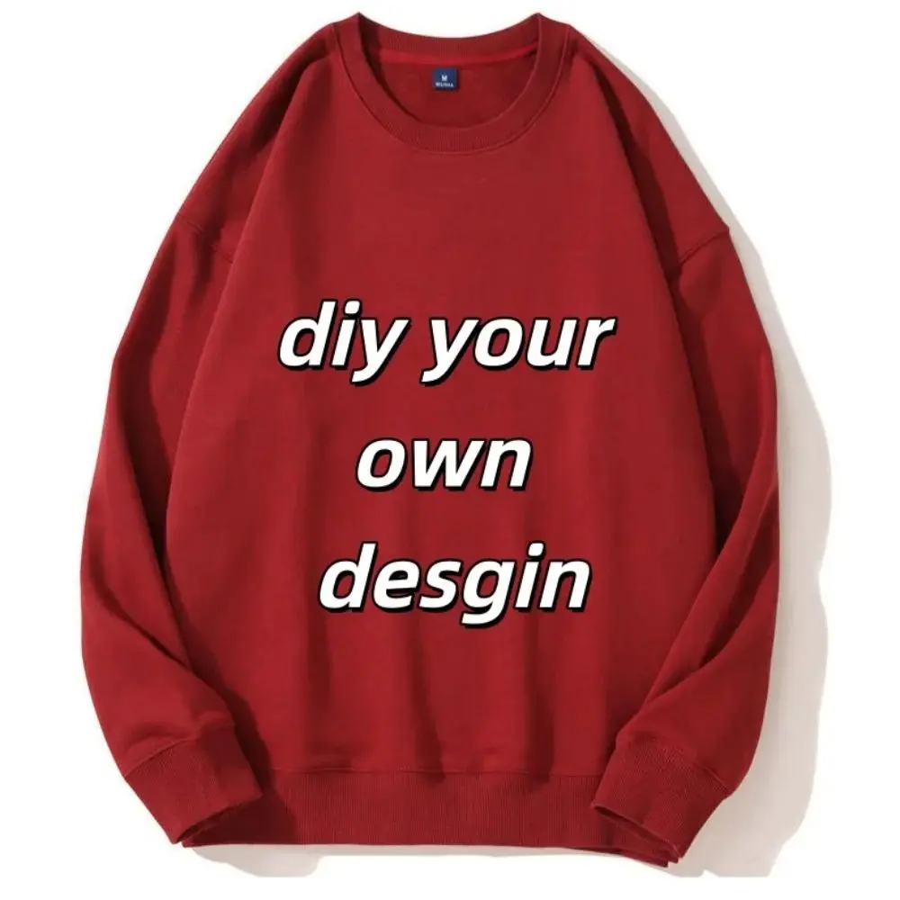 Casual everyday sports DIY custom logo design solid color sweatshirt unisex loose crew neck T-shirt pure cotton