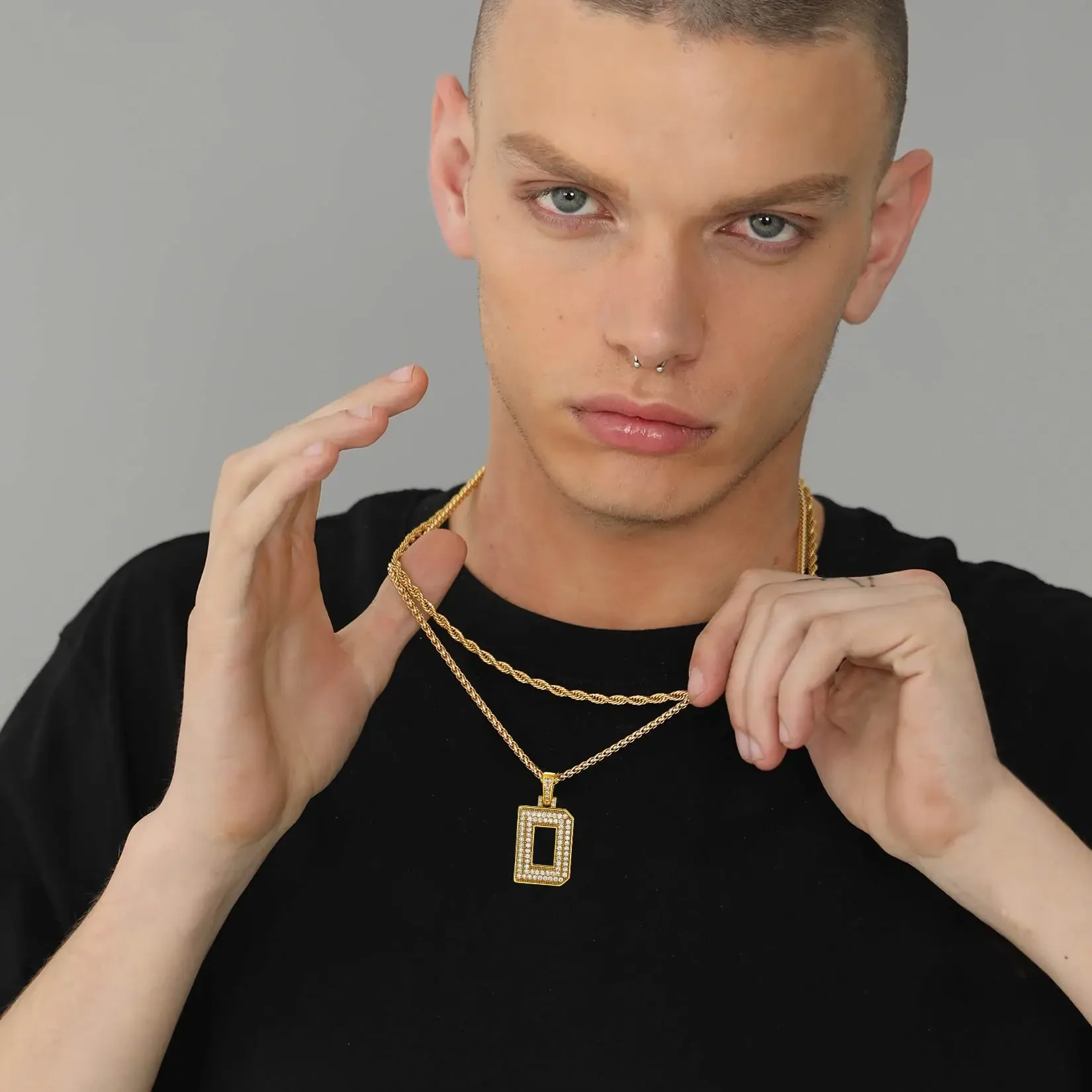 

U7 Initial Alphabet Letters A-Z Necklace for Men Women CZ Pave Settting Luxury Iced Out Gold Color Link Chain Hip Hop Jewelry