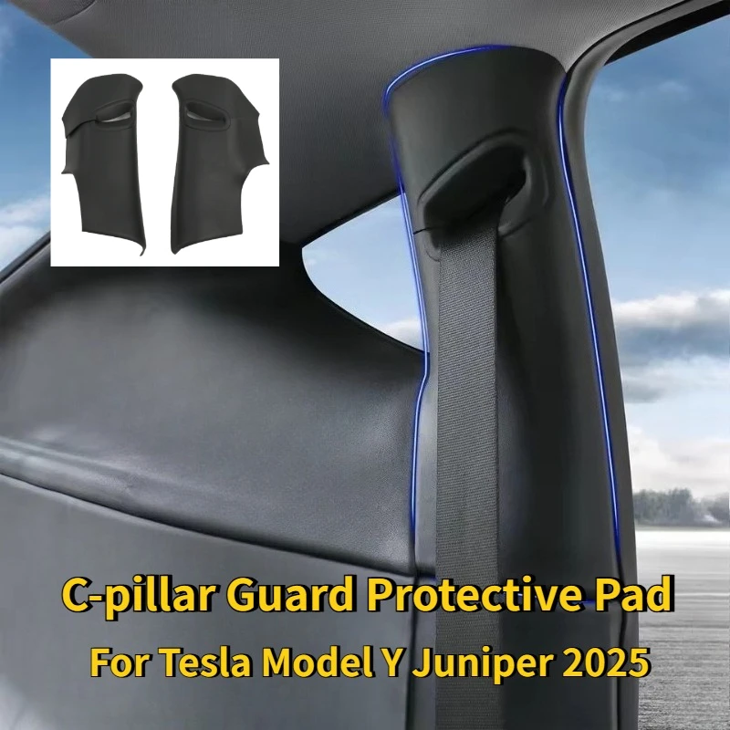 

For Tesla Model Y Juniper 2025 C-pillar Guard Protective Pad TPE Trunk Suede Guard Anti Kick Pad Anti-Scratch Car Accessories