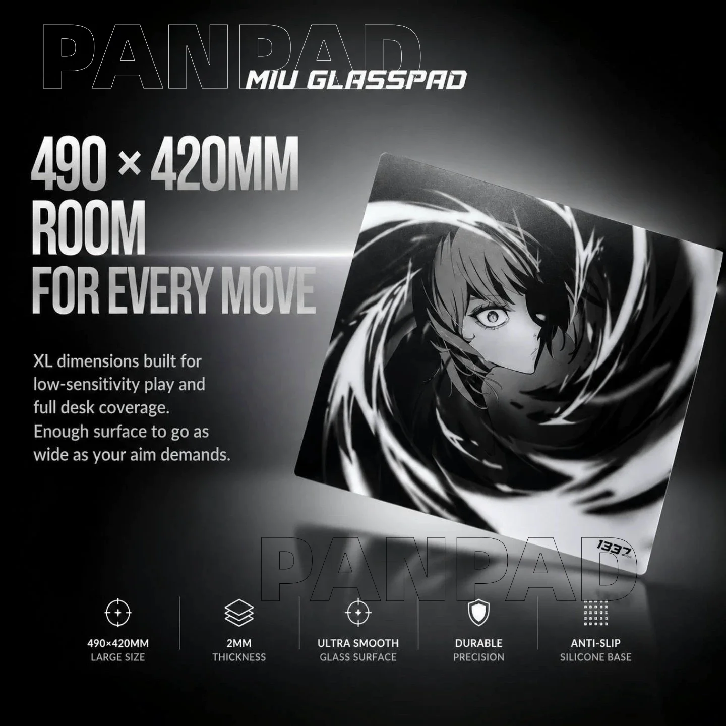 PAN Esports 1337Gear MIU KOKU Glass Gaming Mousepad  FPS Both Control And Smooth Mouse Pad For VALORANT TTK CSGO PC Accessories