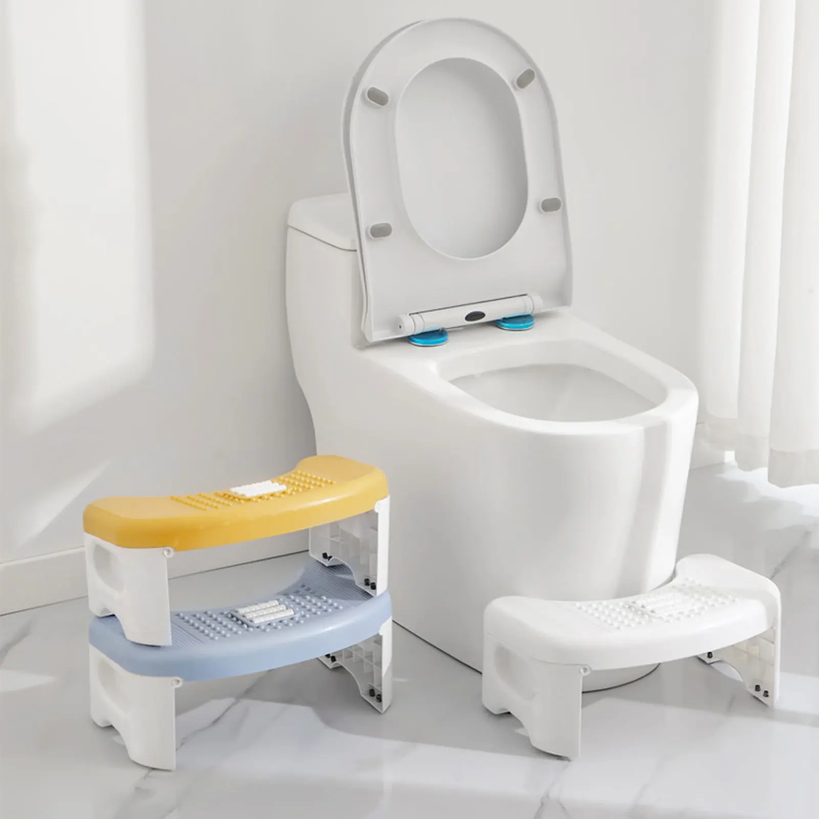 Portátil Anti-Slip Toilet Stool para Adultos e Crianças, Banheiro Footstool, Massagem Poop Footstool, Foldable Footstool