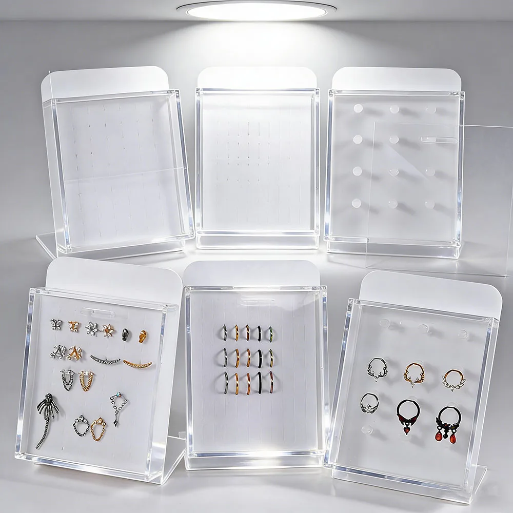 1PC 12-Hole Belly Button Hanging Board Acrylic Lid Display Board For Nose Rings Septum Click Rings Jewelry Storage