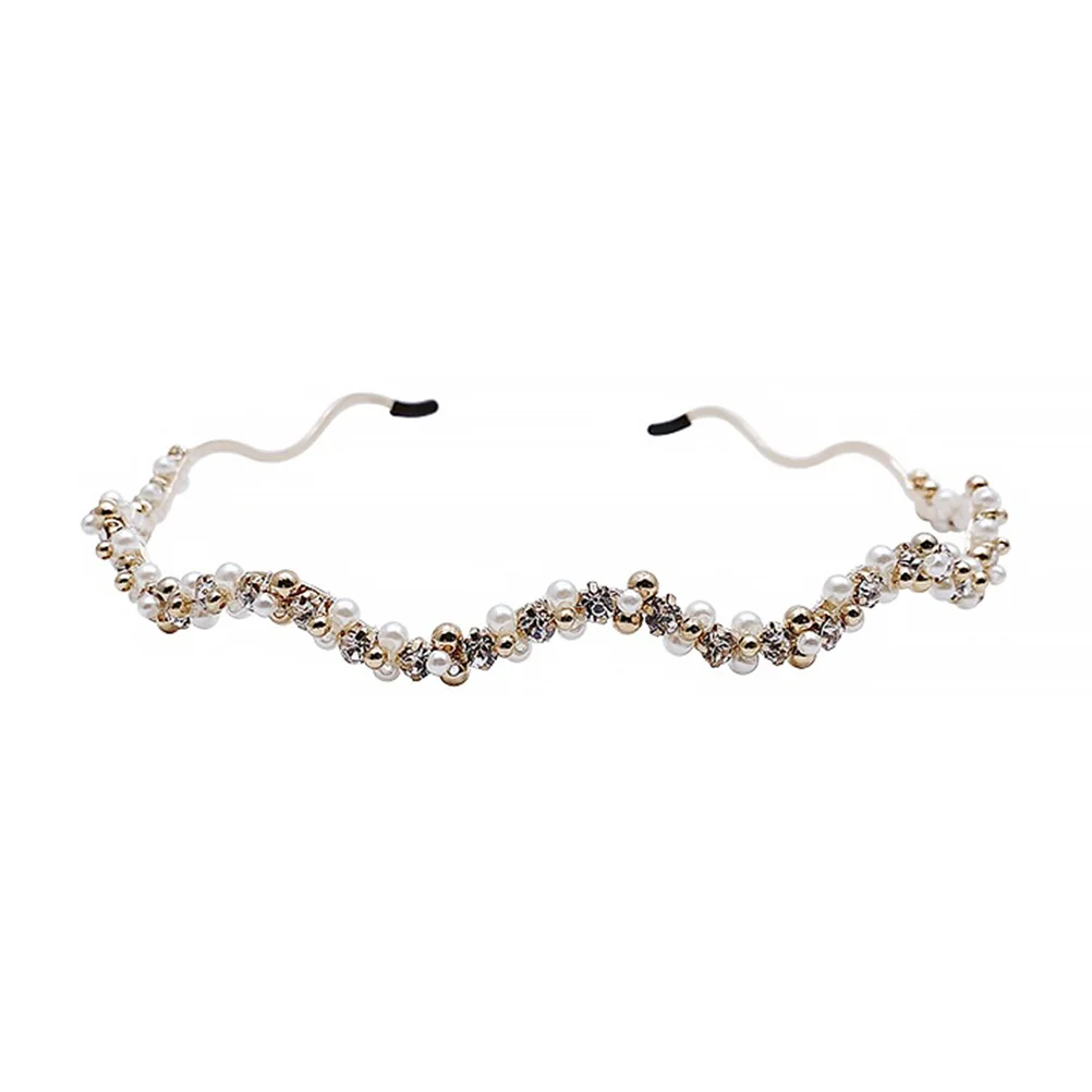 

Pearl Headband Hair Ribbon Headwear Accessories for Girls White Zinc Alloy Accessory Gems