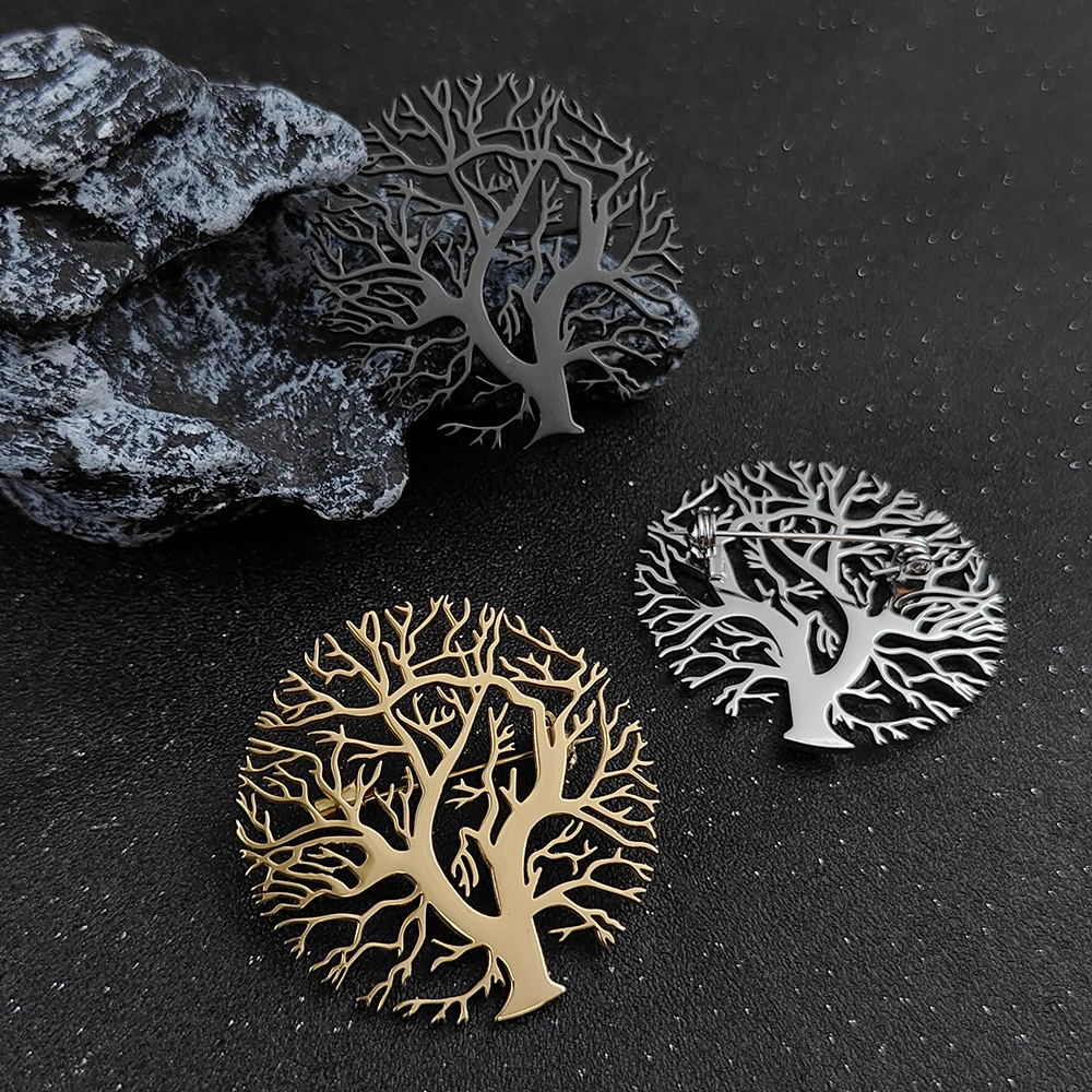 Personalized Tree Of Life Brooches Stainless Steel Custom Family Tree Pins Ladies Brooch Custom Unique Gift