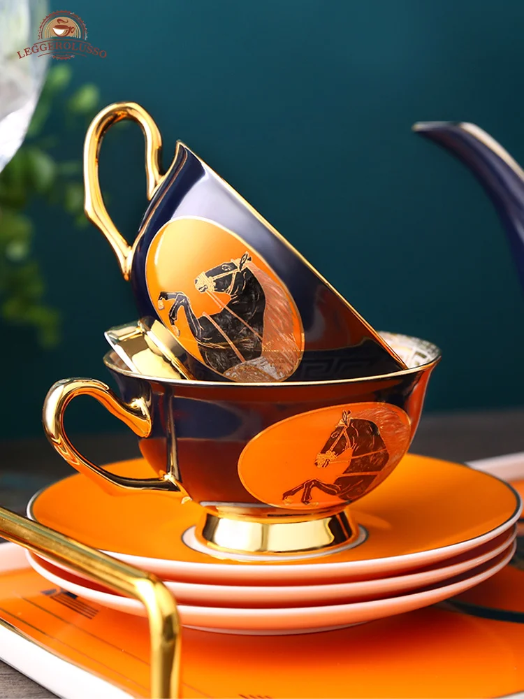 

Leggerolusso European Bone China Coffee Cup Set Luxury English Afternoon Tea Set Household Ceramic Cup