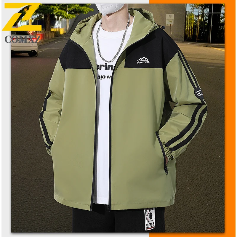

Мужская куртка, весенне-осенняя новая модная универсальная ветрозащитная удобная дышащая куртка с капюшоном, уличное повседневное пальто на молнии