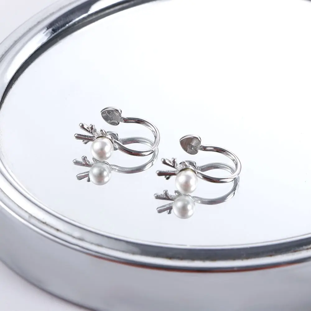 هدية الأزياء والمجوهرات كليب القرط الأحمر الأبيض الغضروف مسمار الأيائل الأذن كليب اللؤلؤ الأذن كليب الكورية نمط أقراط عيد الميلاد #4