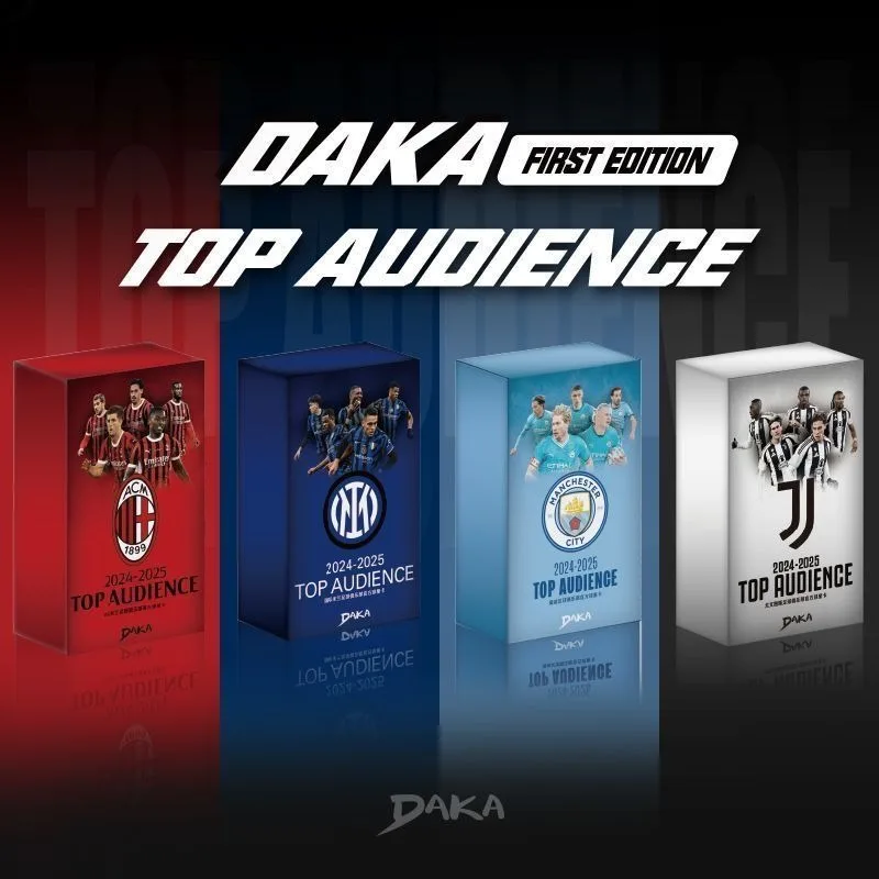 Tarjetas DAKA 2024-25, Tres Tarjetas de Edición Limitada por Caja, Juventus, AC Milan, Inter de Milán, Manchester City, Caja Sorpresa con Tarjetas de Estrellas