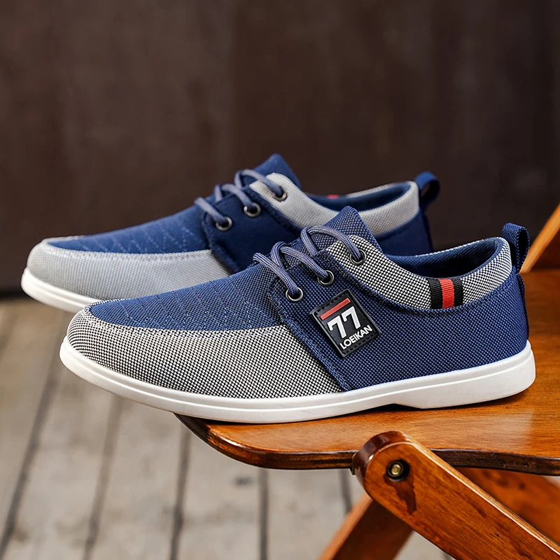 Men Breathable Mesh Casual Shoes Lace Up Lightweight Flat Sneakers Comfort Daily Walking Footwear 2 Colors