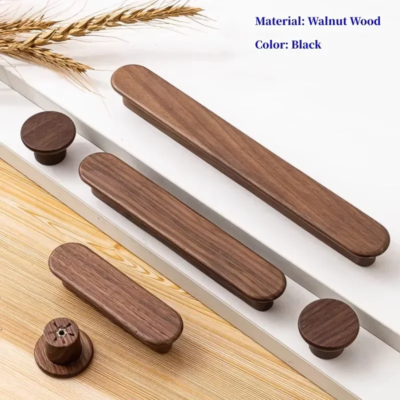 Nordic Solid Wood Cabinet Handles Long Pulls Minimalist Drawer Handles for Floor-to-Ceiling Kitchen Wardrobe Cabinets & Drawers
