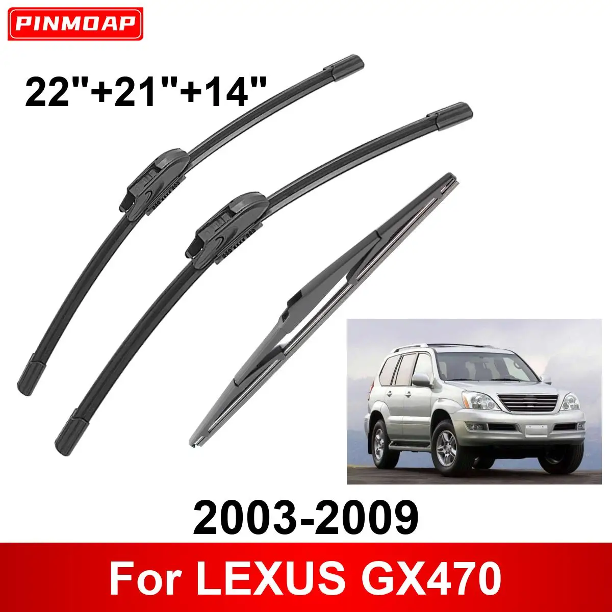 3PCS Car Wiper For LEXUS GX470 2003-2009 Front Rear Wiper Blades Brushes Auto Accessories 2003 2004 2005 2006 2007 2008 2009