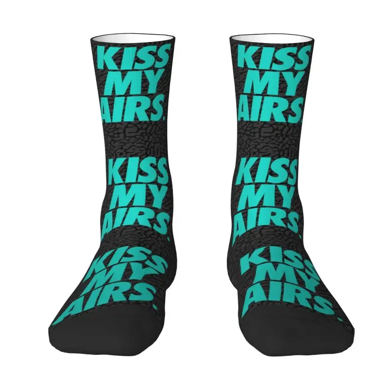 Fun Printed Kiss My Airs Socks for Women Men Stretch Summer Autumn Winter Crew Socks