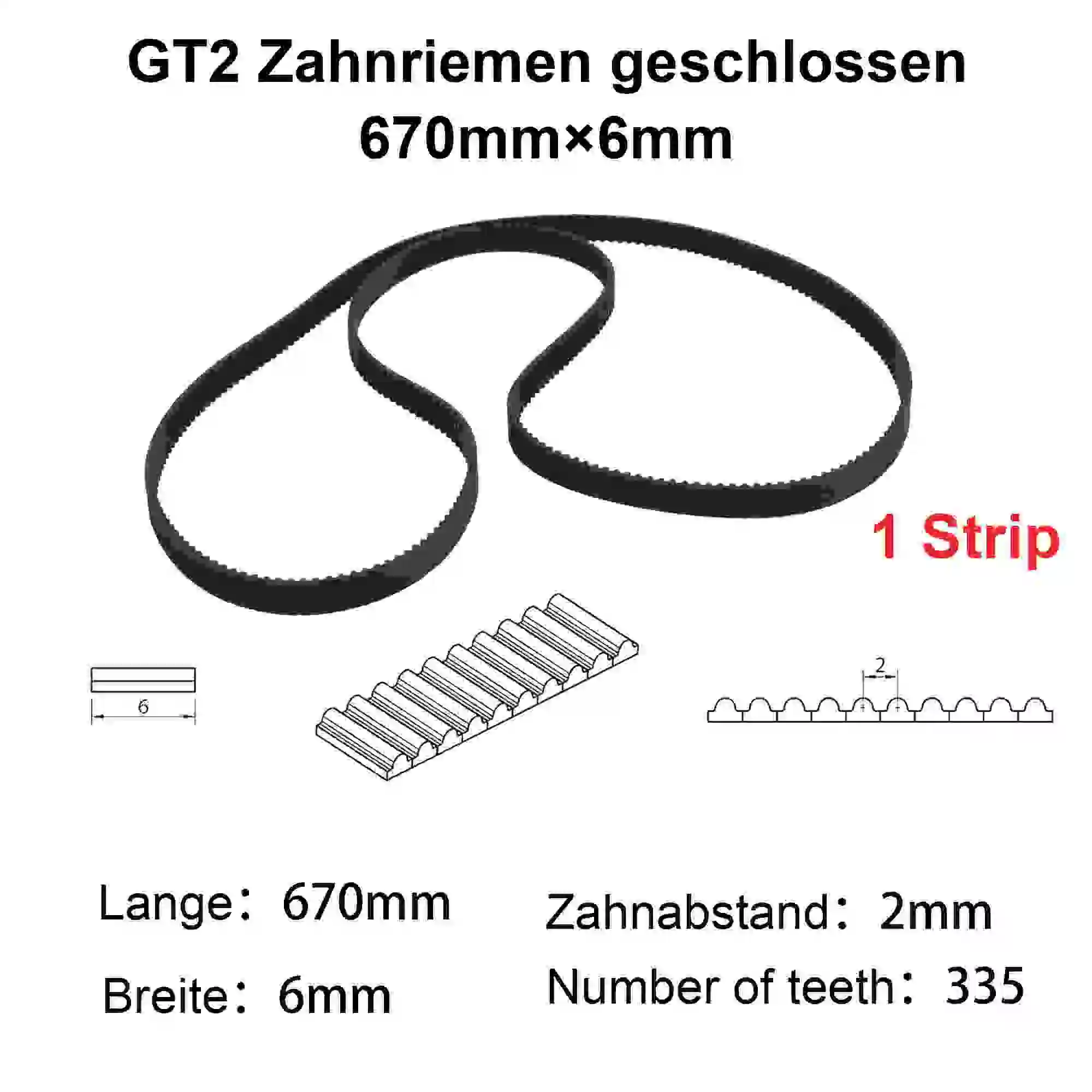 1PCS 3D Printer Parts GT2 6mm Closed Loop Rubber Timing Belt 606 610 616 630 640 650 660 670 690 696 700 710 738 740 750mm 2GT