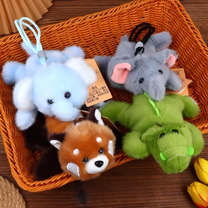 Plush Keychain Cute Platypus Raccoon Kawaii Elephant Crocodile Soft Stuffed Doll Pendant Gift