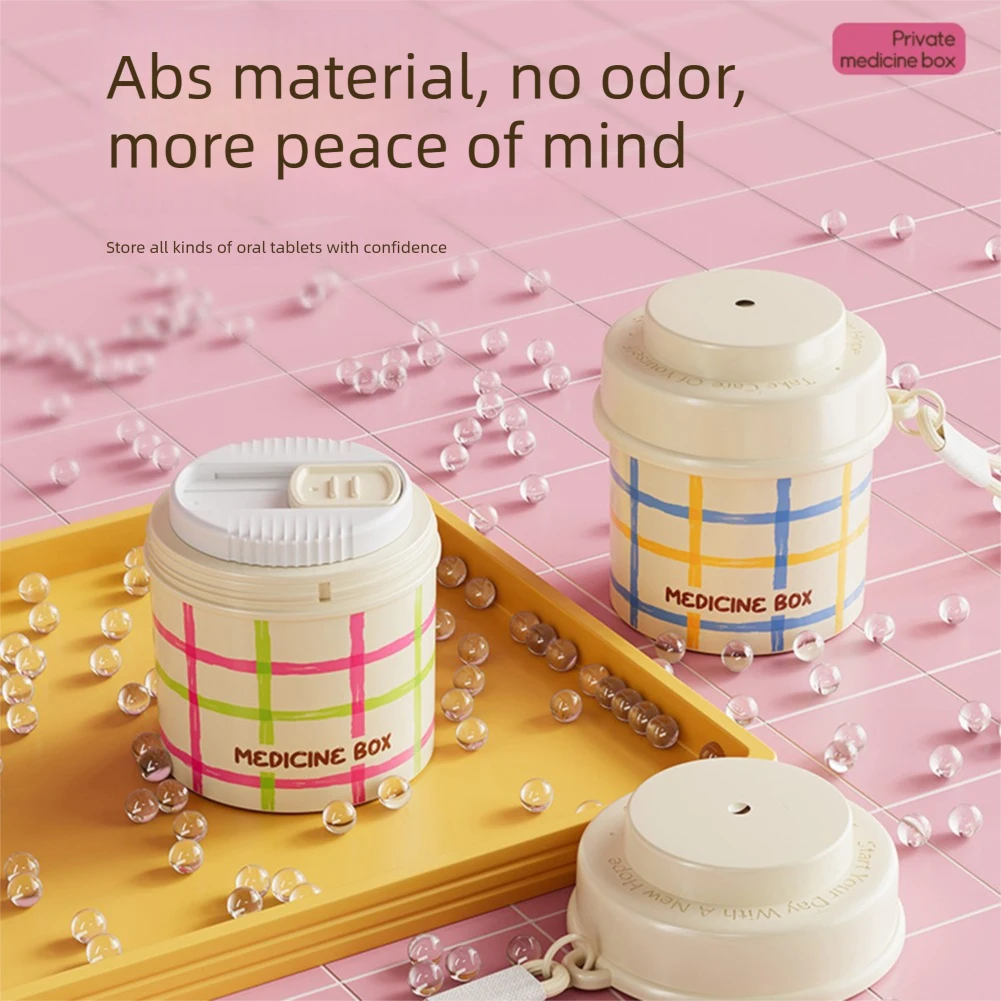 4 Slot Rotating Pillbox,Portable Medicine Container With Lanyard,Secure Snaps Lid Prevents Pill-Spills,Outdoor Hiking Friendly