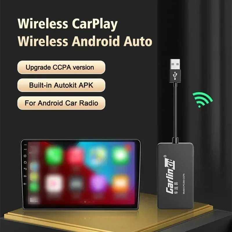 CarlinKit Wireless CarPlay Adapter Wireless Android Auto Dongle for Modify Android Screen Carplay Smart Link iOS 15 Built-in Mic