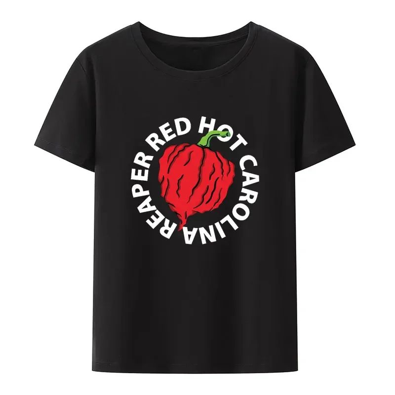 Camiseta estampada con cuello redondo para hombres y mujeres, camiseta creativa Harajuku suelta, transpirable, divertida, roja, caliente, camiseta informal con estampado de Carolina Reaper