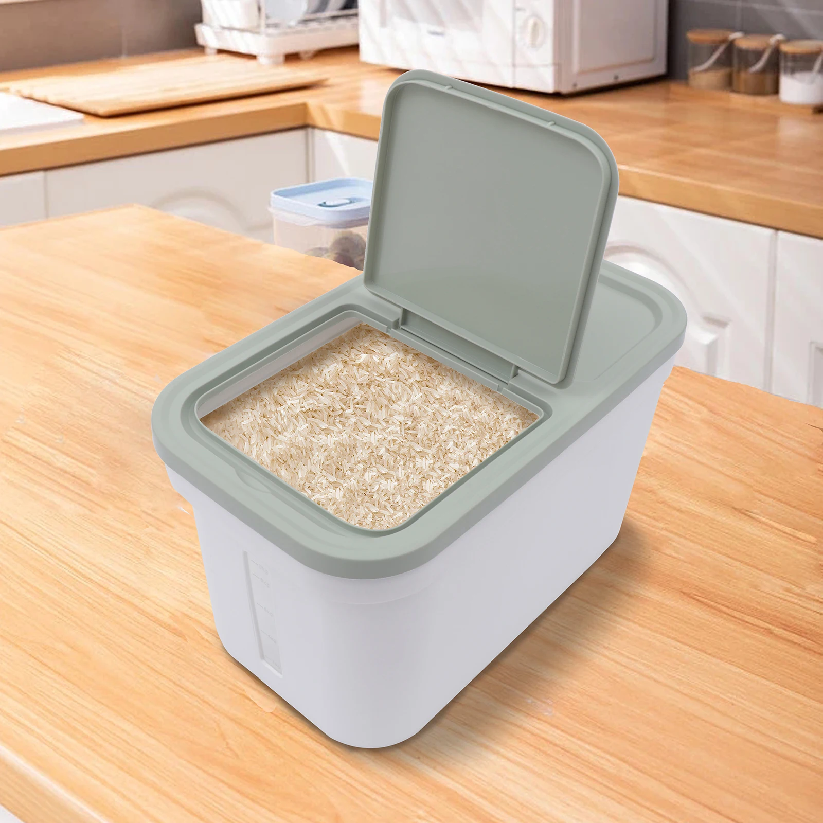 10 kg Large Rice Container Airtight Dispenser Food Storage Bin with a Measuring Cup