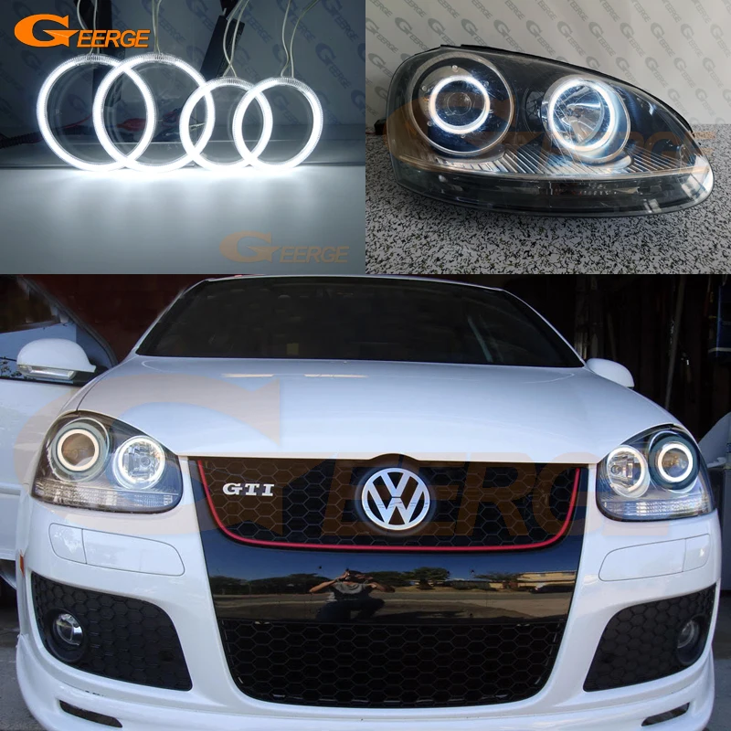 For Volkswagen VW Golf V 5 MK5 Rabbit Jetta GTI R32 Excellent Ultra Bright CCFL Angel Eyes Halo Rings Kit Car Accessories