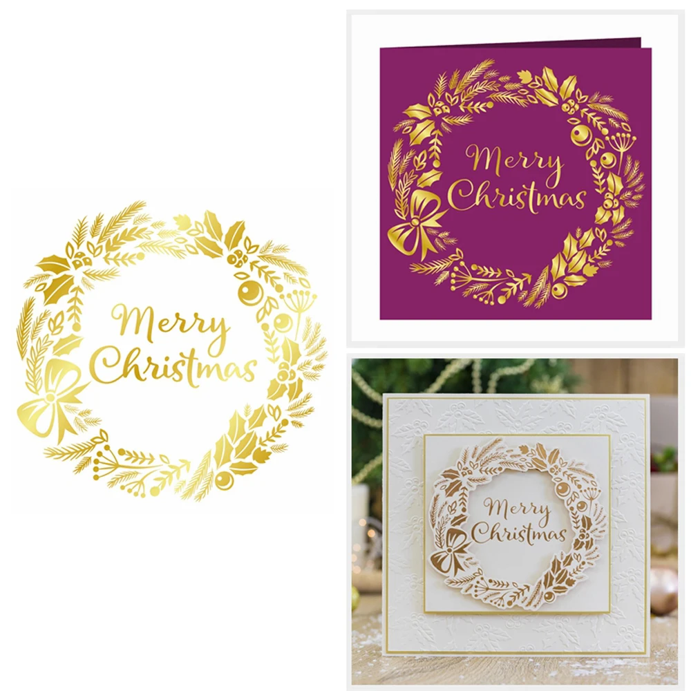 Merry Christmas Hot Foil Platefor DIY Scrapbooking Holiday Paper Gretting Card Album Decoration Making Crafts