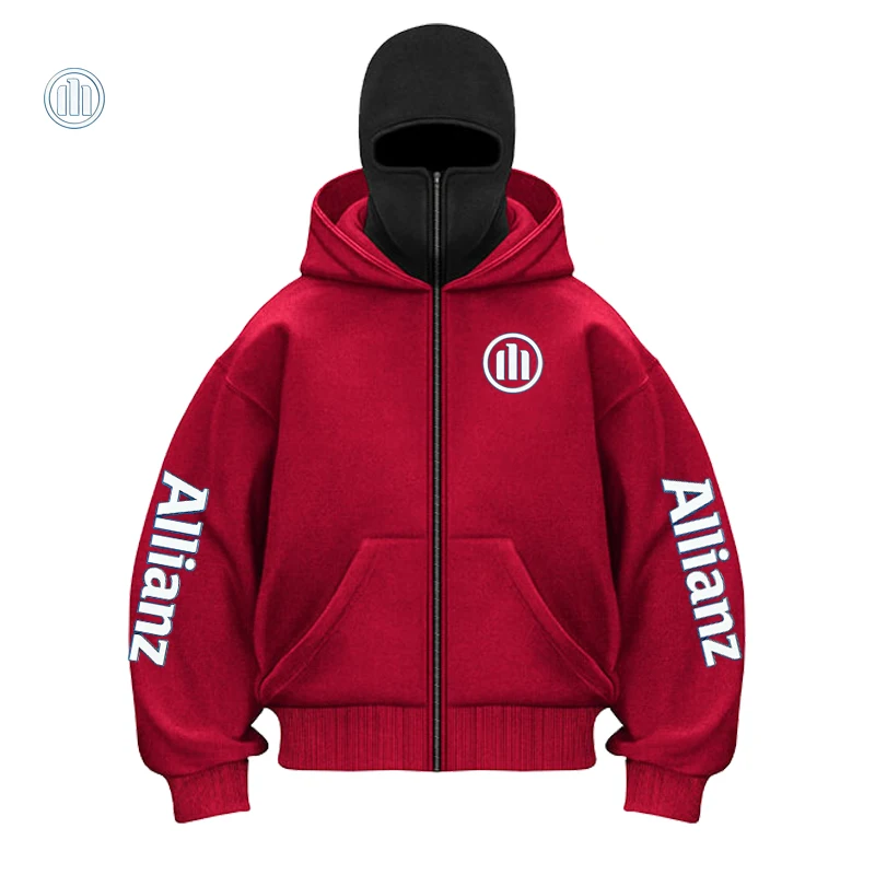 

2026 Allianz annual logo men's new style spring and autumn double-hat zipper hoodie, outdoor sports fashion men's jacket top