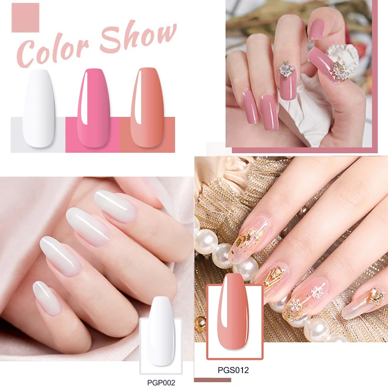 Poly Nail Gel with Led Light Nail Lamp 14 Set Manicure Kits with Base Top Coat Snow White Soft Pink Art Manicure Set