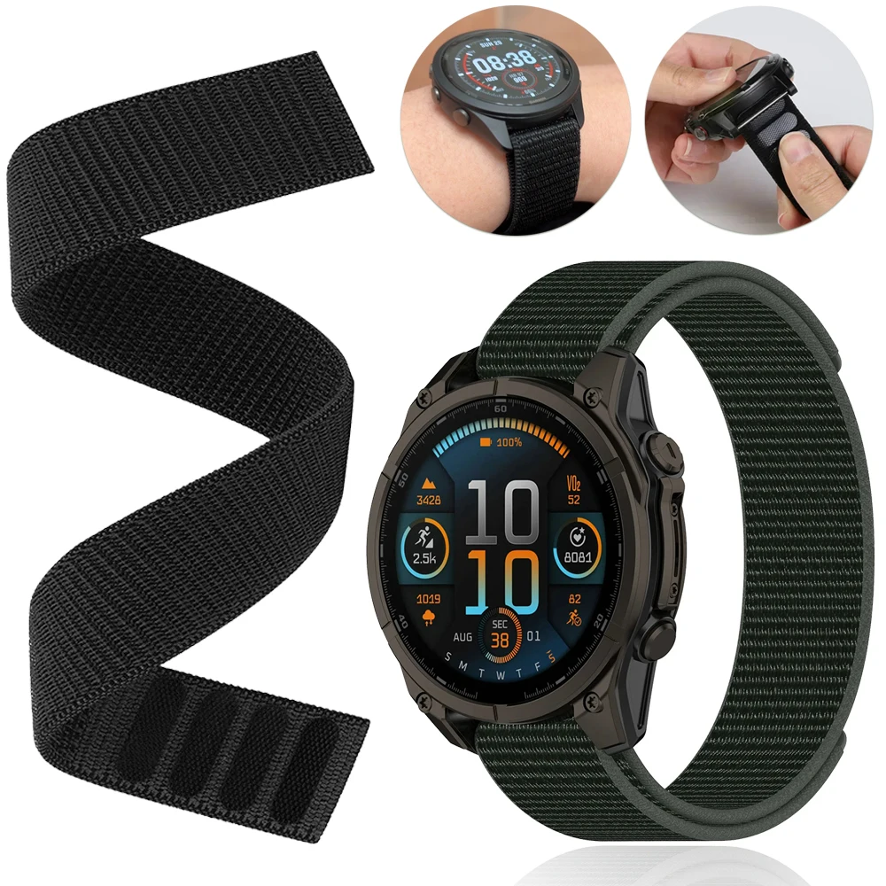 26mm 22mm 20mm Hook Loop Nylon Strap for Garmin Fenix 8 E 7 7X 7 Pro 6 6X 6S Pro 5 S Plus Sport Bracelet Forerunner 935 945 Band