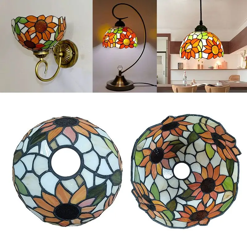 WOERFU Sun Flower Tiffany Lampshade 20cm Lampshade Table Lamp Wall Lamp Pendant Light DIY