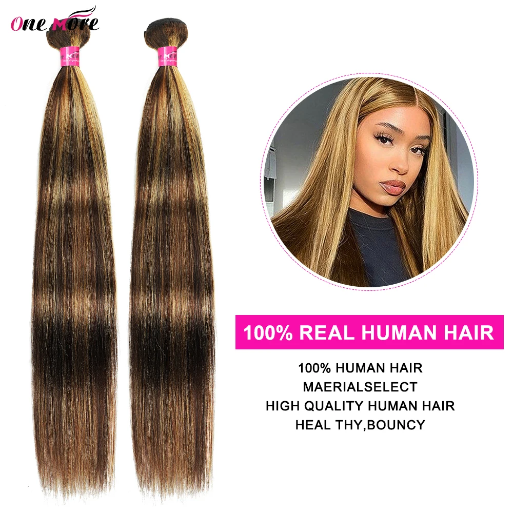 4 27 Highlight Light Yaki Straight Human Hair Bundles Ombre Colored Human Hair Extensions Brazilian Hair Weave Bundles 1 3 4 PCS