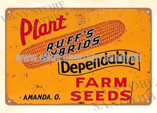 Ruff's Hybrids Dependable Farm Seeds metal tin sign wall picture stores