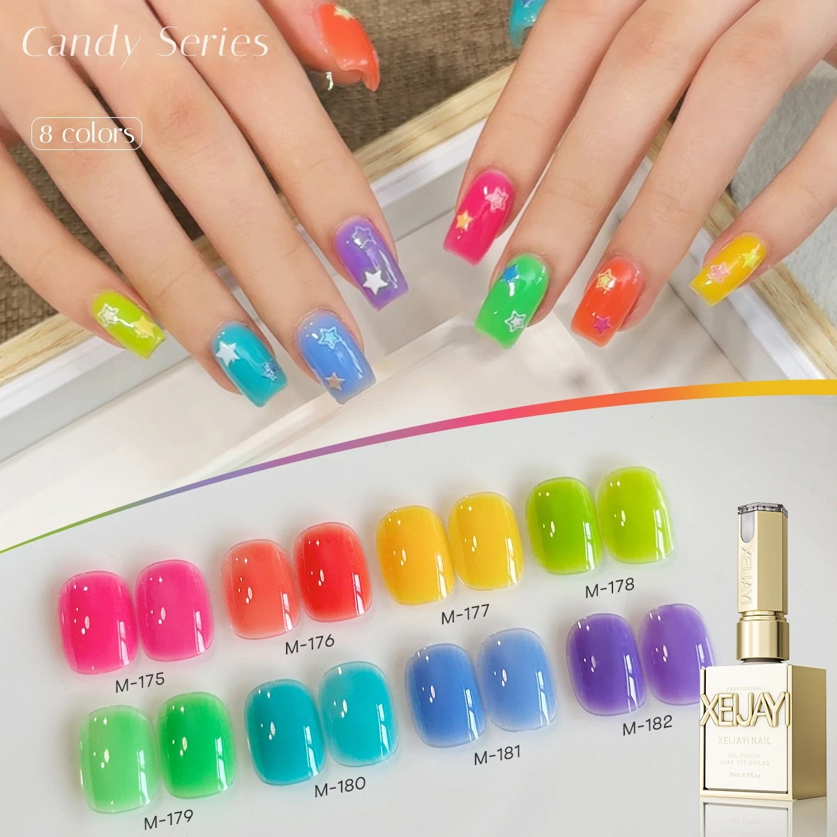 

8Pcs Ice translucent Colorful Nail Gel Polish 15ml Green Yellow Summer Gorgeous Colors Soak Off UV LED Gel Varnish Nail Lacquer