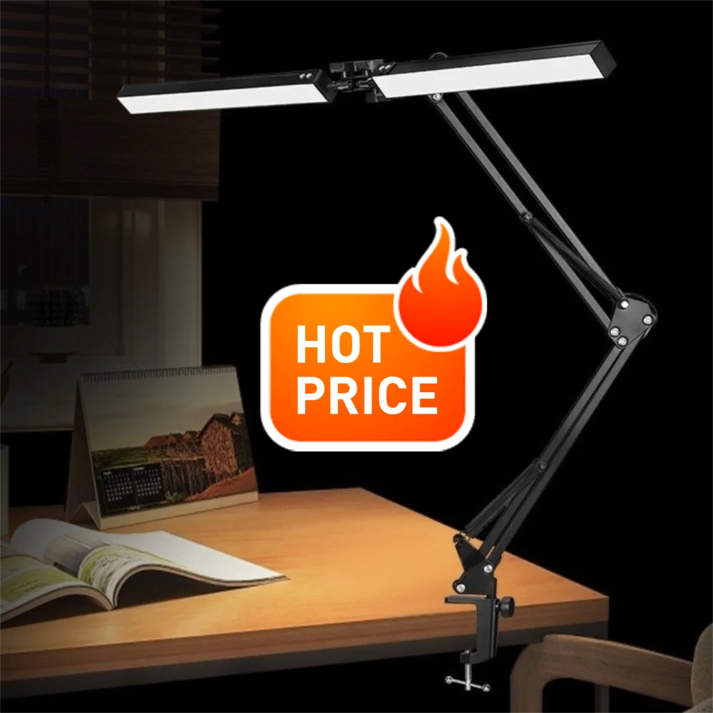 

360 ° Светодиодная настольная лампа с поворотным рычагом, 160 светодиодов, 3 цветовых режима, настольная лампа с двойной головкой, защита глаз, светодиодная настольная лампа для ухода за глазами